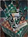 Still Life with Checked Tablecloth, Juan Gris (Spanish, Madrid 1887–1927 Boulogne-sur-Seine), Oil and graphite on canvas